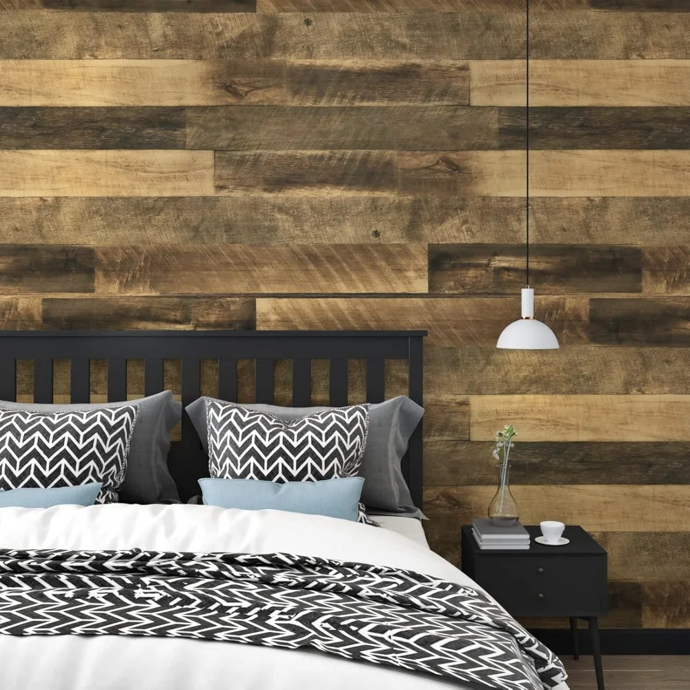 ورق جدران خشبي عتيق قابل للتقشير واللصق مقاوم للماء مقاس كبير 36 × 394 لورق الاتصال الخشبي على سطح الطاولة