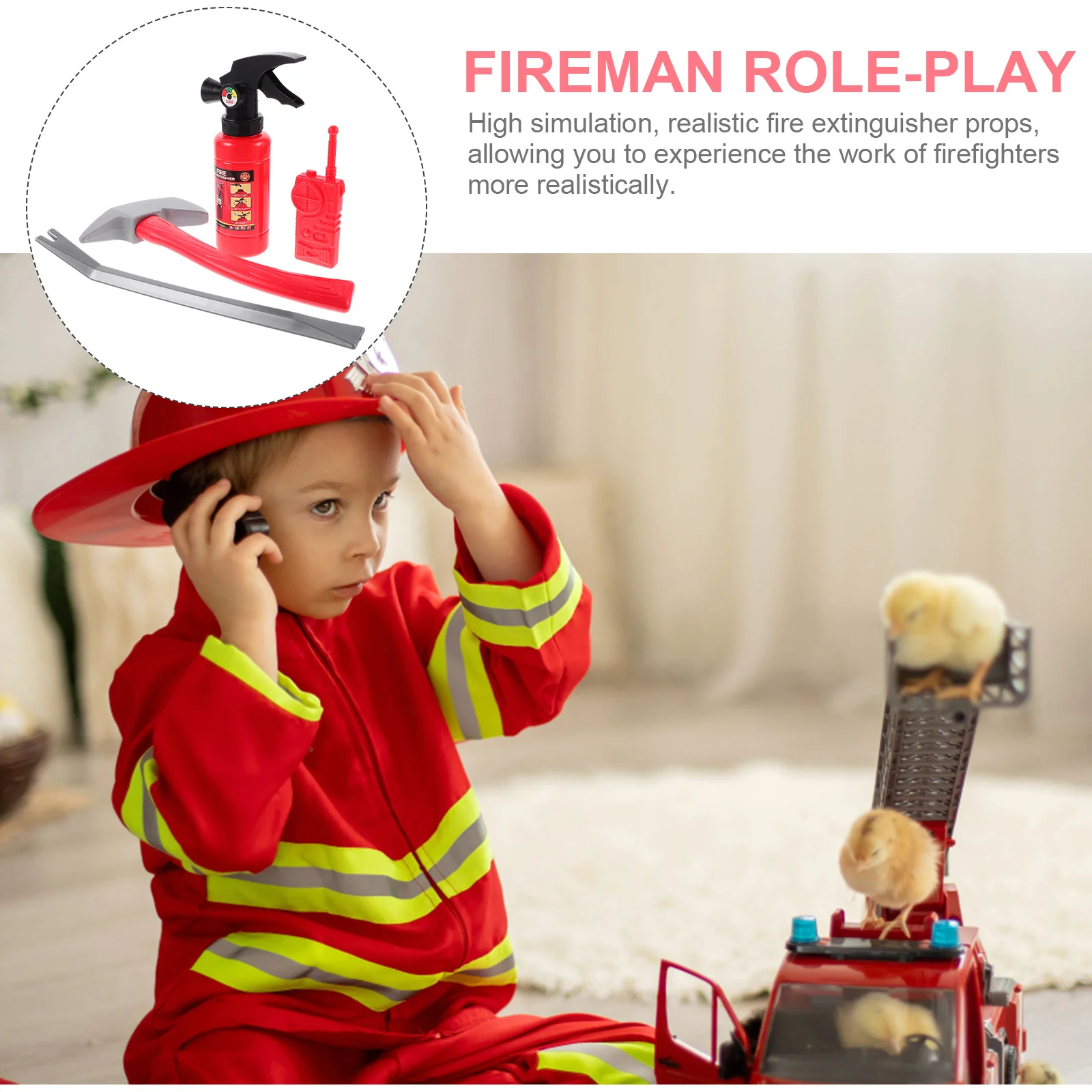 Role-playing Props Firefighter Simulation Tools Fireman Mini Kids Firemen Kit Fake Extinguisher Plastic