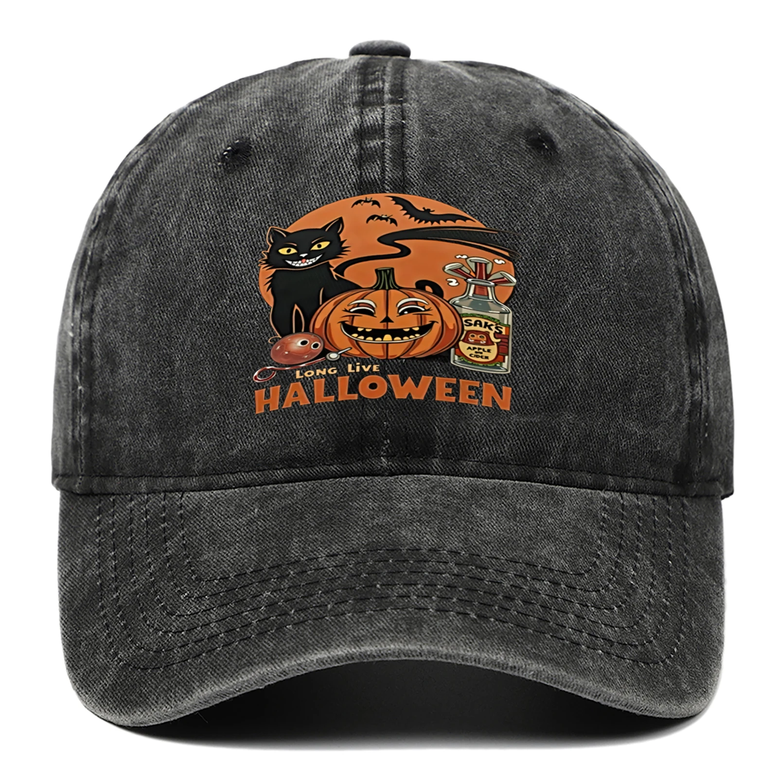 

Black Cat Pumpkin Printed Baseball Hat Halloween Costume Men and Women Adjustable Casual Hat Breathable and Comfortable