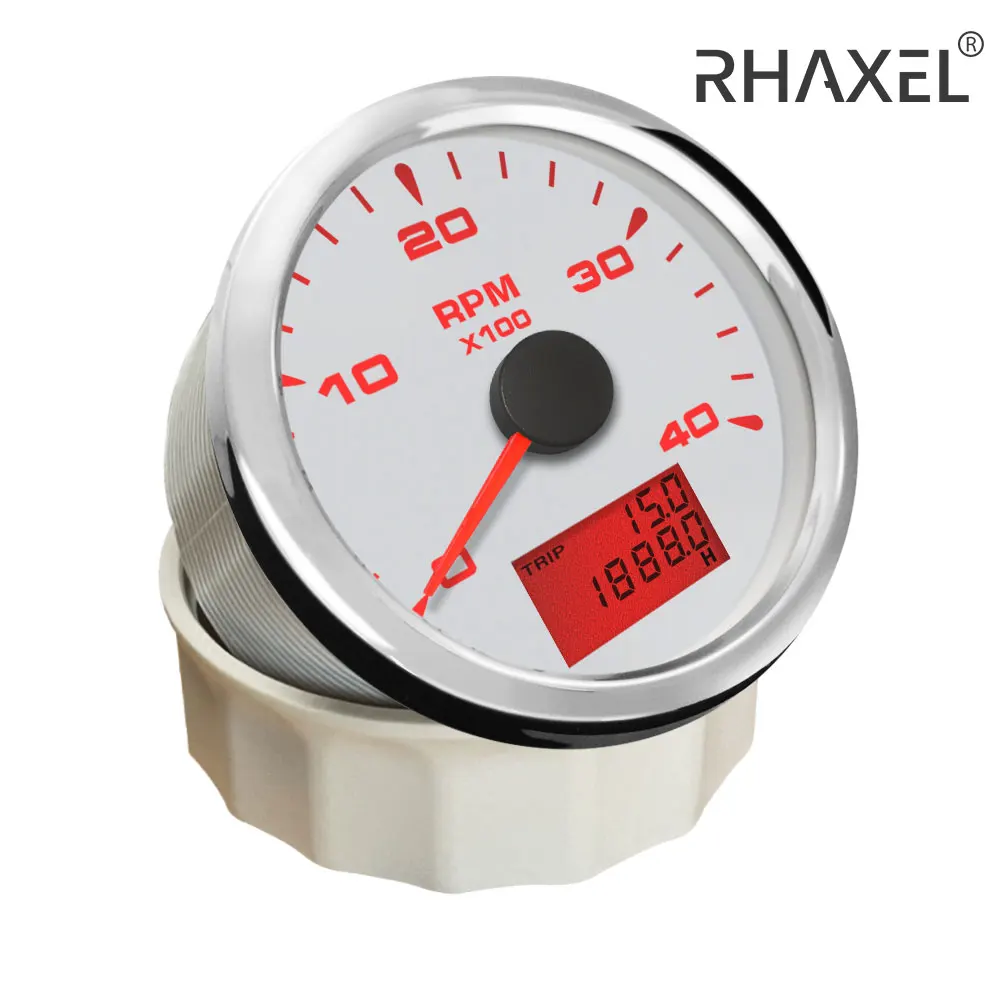 RHAXEL Universal Tachometer Tacho Gauge 3000 4000 6000 8000RPM for Auto Marine Yacht Vehicle with 8 Colors Backlight 85mm 9-32V