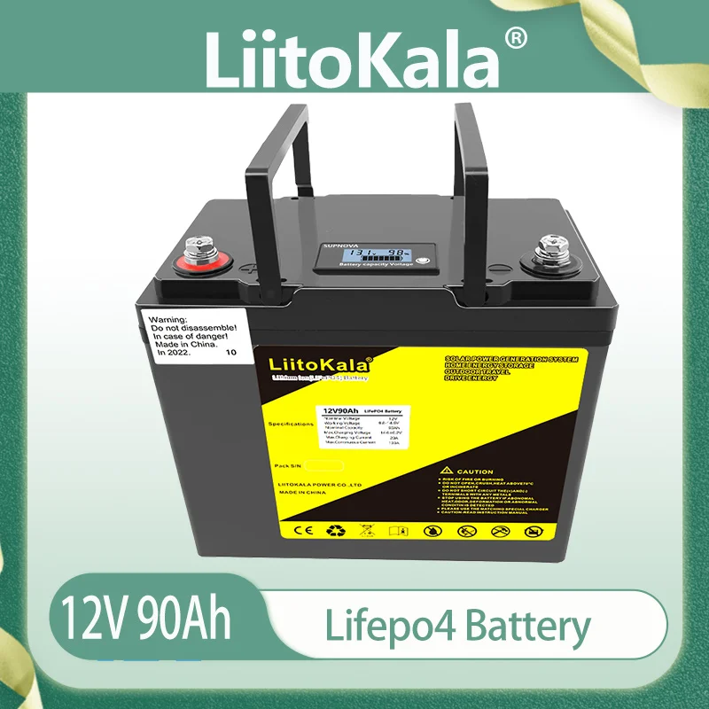 Imagem -02 - Liitokala-bateria de Fosfato de Ferro de Lítio Baterias de Ciclo Profundo para o Inversor do Motor do Barco Lifepo4 12.8v 90ah ue Eua Tax