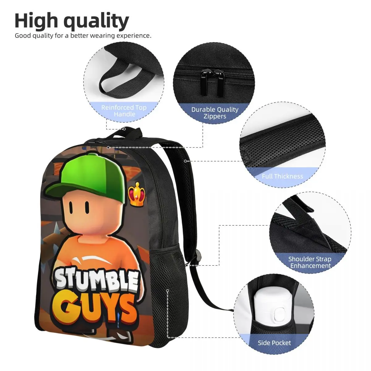 Stumble Guy Funny Game Little Kids Backpack for Girls Boys Toddler Lovely Daycare Backpacks School Bag