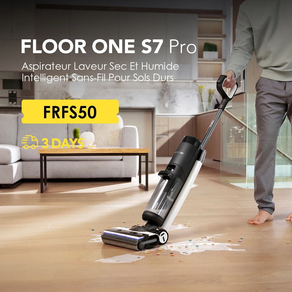Tineco Floor ONE S7 PRO Aspirateur Laveur Sec Et Humide Intelligent Sans-Fil Pour Sols Durs, cran Digital LCD, Grande Autonomie, Parfait Pour Les Tches Tenaces et Les Poils d?Animaux, Eau lectrolyse et Schage Cent
