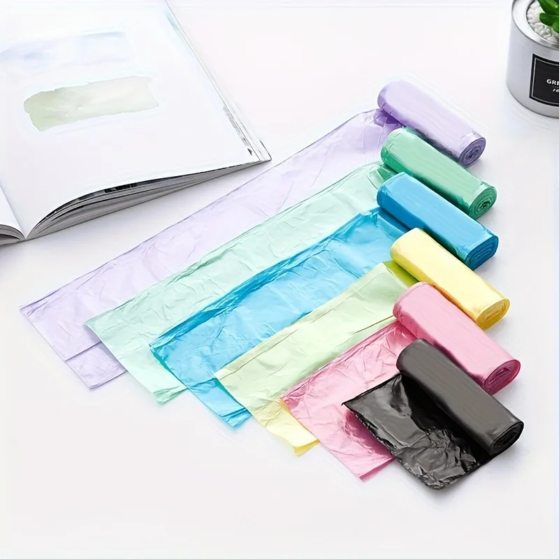 5-Roll Pack 60pcs Disposable Trash Bags - The Perfect Choice for Cleaning Homes, Kitchens, Offices, and Restaurants.