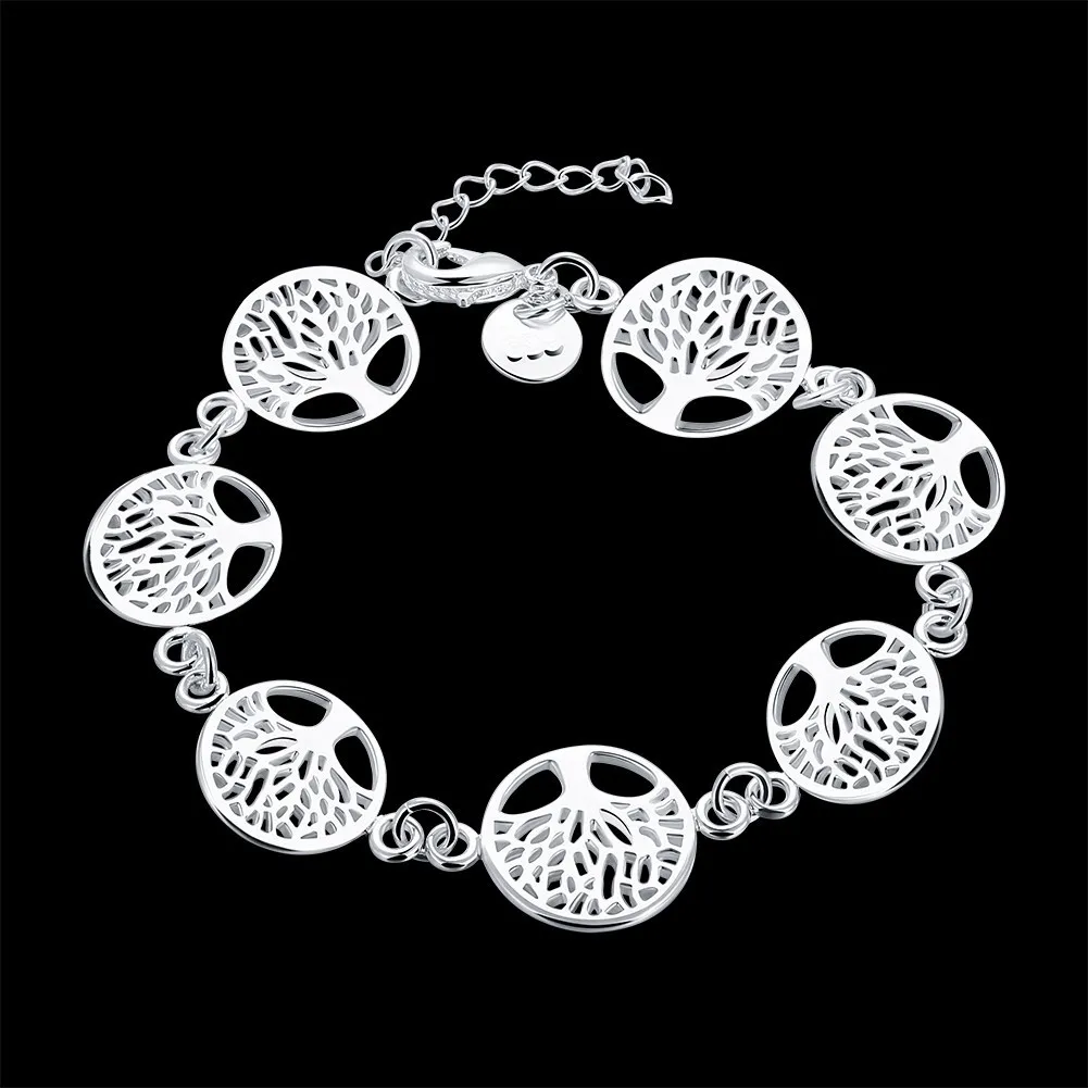 Pulsera Árbol de la vida de pulsera de plata de ley 925 para mujer, joyería de compromiso, regalos