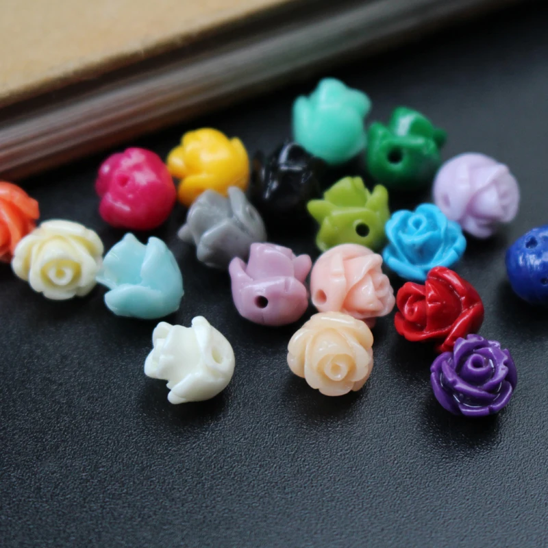 20Pcs 8mm Artificial Coral Rose Beads Flower Bead Multi-Color Red Cabochon Loose Beads Lovely for Jewelry making DIY accessoires