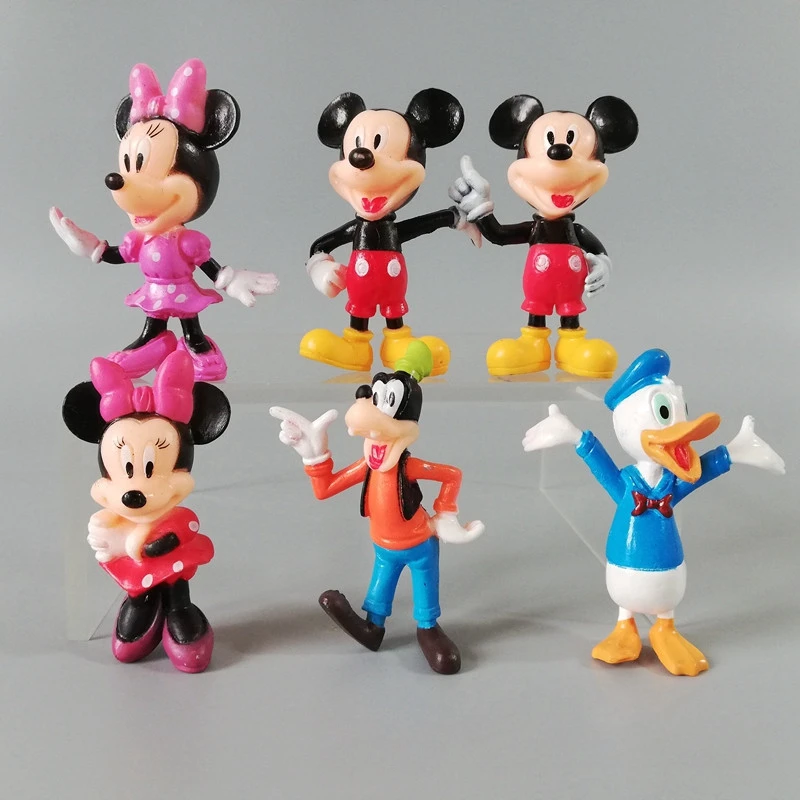 

6pcs/set Disney Mickey Doll Toy Action Figure Minnie Mickey Mouse PVC Clubhouse Birthday Gifts Cake Toys for Children Gifts