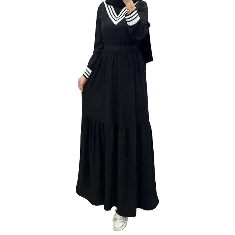 Loose Abayas for Women Femme Musulmane Women Dubai Abaya Kaftan Turkey Islam Muslim Dress Caftan Solid Color with Belt Vestidos