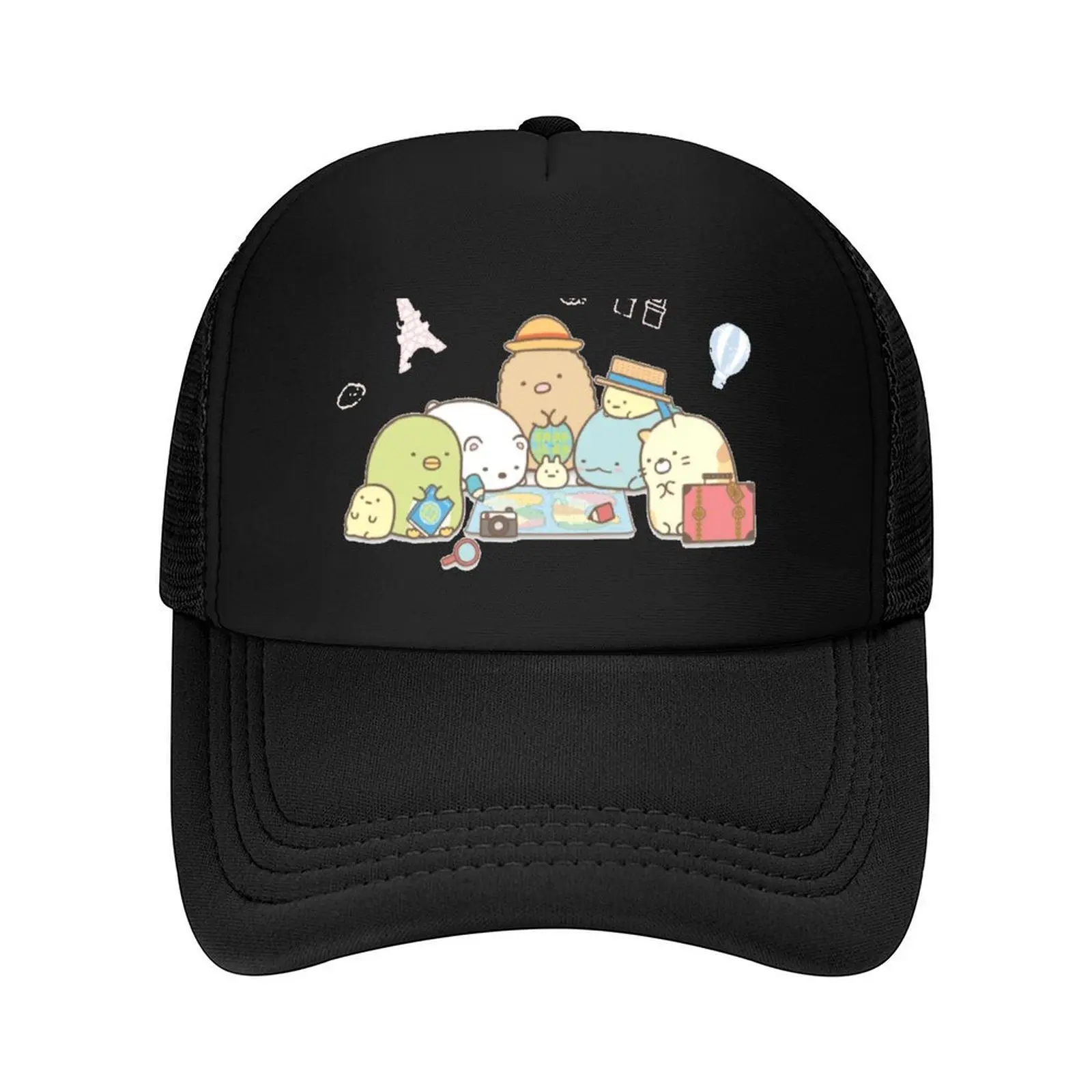 

Sumikko Gurashi Traveling the world Baseball Cap Horse Hat Rave Unique hats Uv Protection Solar Hat Ladies Men's