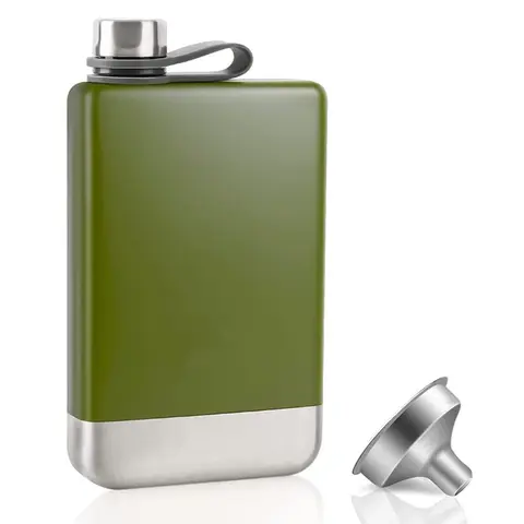 LMETJMA Premium Hip Flask for Whiskey 9oz 304 Stainless Steel Hip Flask with Funnel Leakproof Camping Whiskey Flask KC0444
