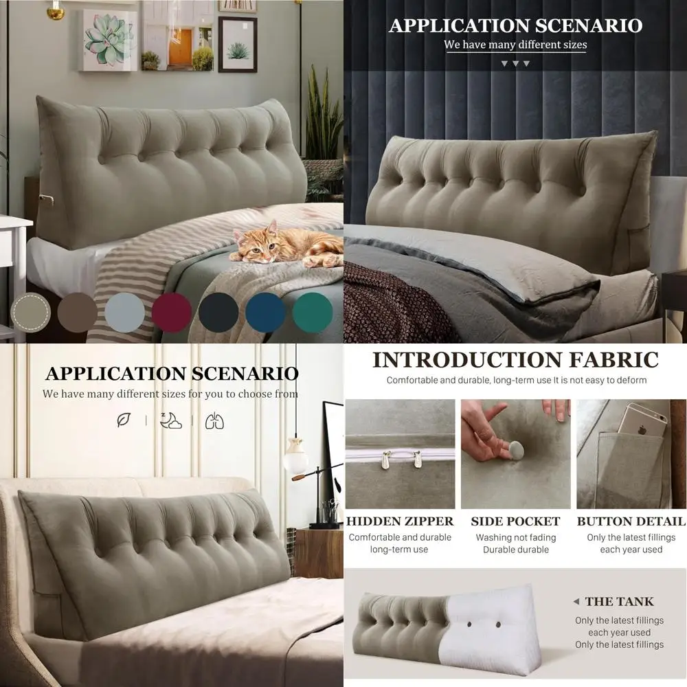 

Thickened King Size Wedge Pillow for Bed - Headboard Body Positioner and Backrest Support with Triangular Cushion for Comfortabl