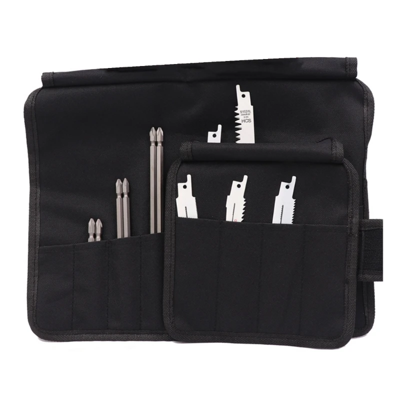 Portable Folding Wrench Roll Up Bag Organizer Pouch Case for Mini Flashlights Pliers Screwdriver ReciprocatingSaw Blades M4YD