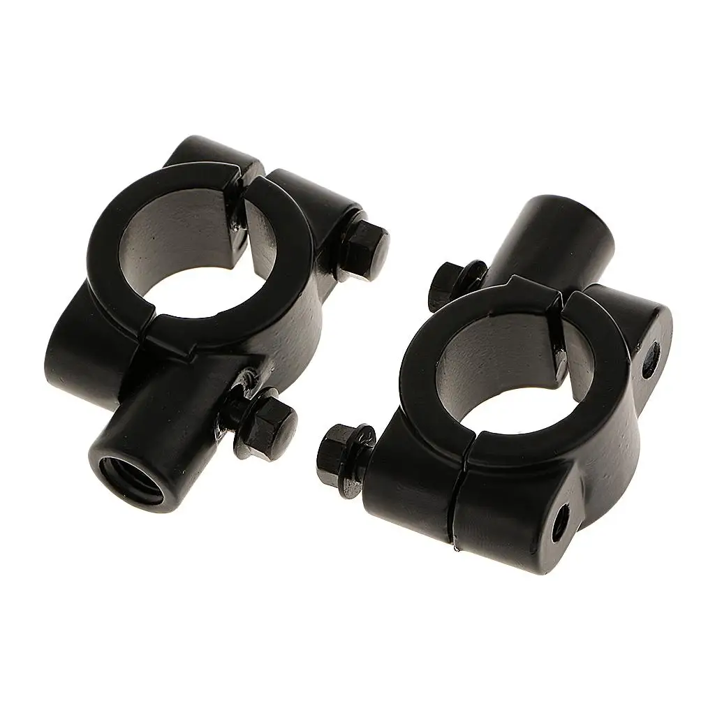2x Motorcycle Motorbike 7/8'' Handlebar Mirror Mounting Clamp Bracket Clip Holder Black image 2