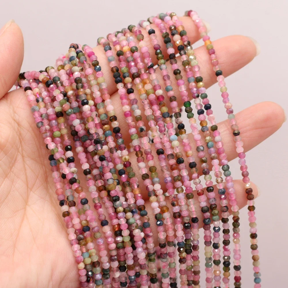 Natural Stone Faceted Tourmaline Beads Loose Exquisite Crystal Beaded for Jewelry Making Necklace Bracelets Accessories 3x2mm