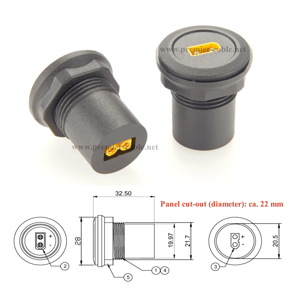 XT30 Male to Female Round Panel Mount Adapter XT30 RC Battery Charging Wireless Connector for RC Car FPV Drone Model Airplane - Image 3