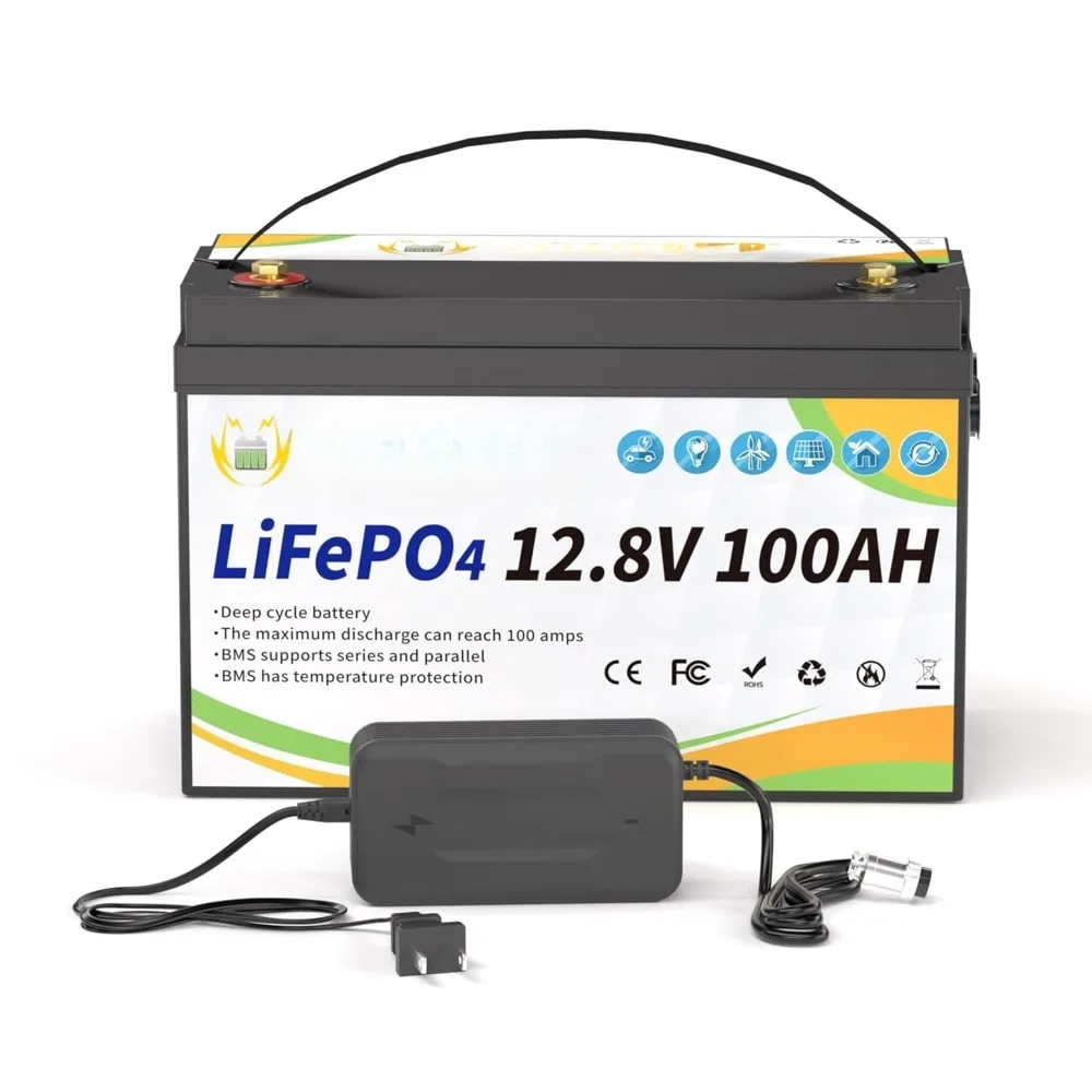 12V Lithium Battery 100AH With BMS and 16500 Deep Cycles 12V 100AH Lifepo4 Battery Grade A Cells for Marine, Customized