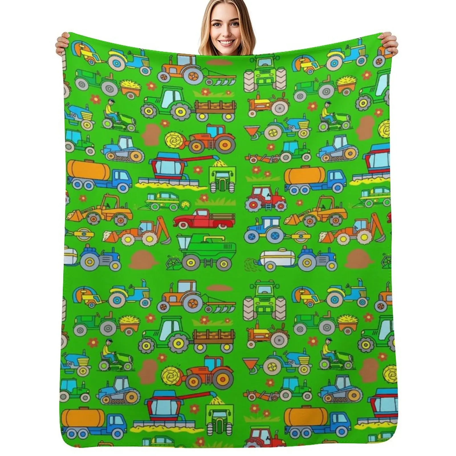 

Kids Farm Tractor Design Throw Blanket Vintage Decorative Beds Giant Sofa Blanket