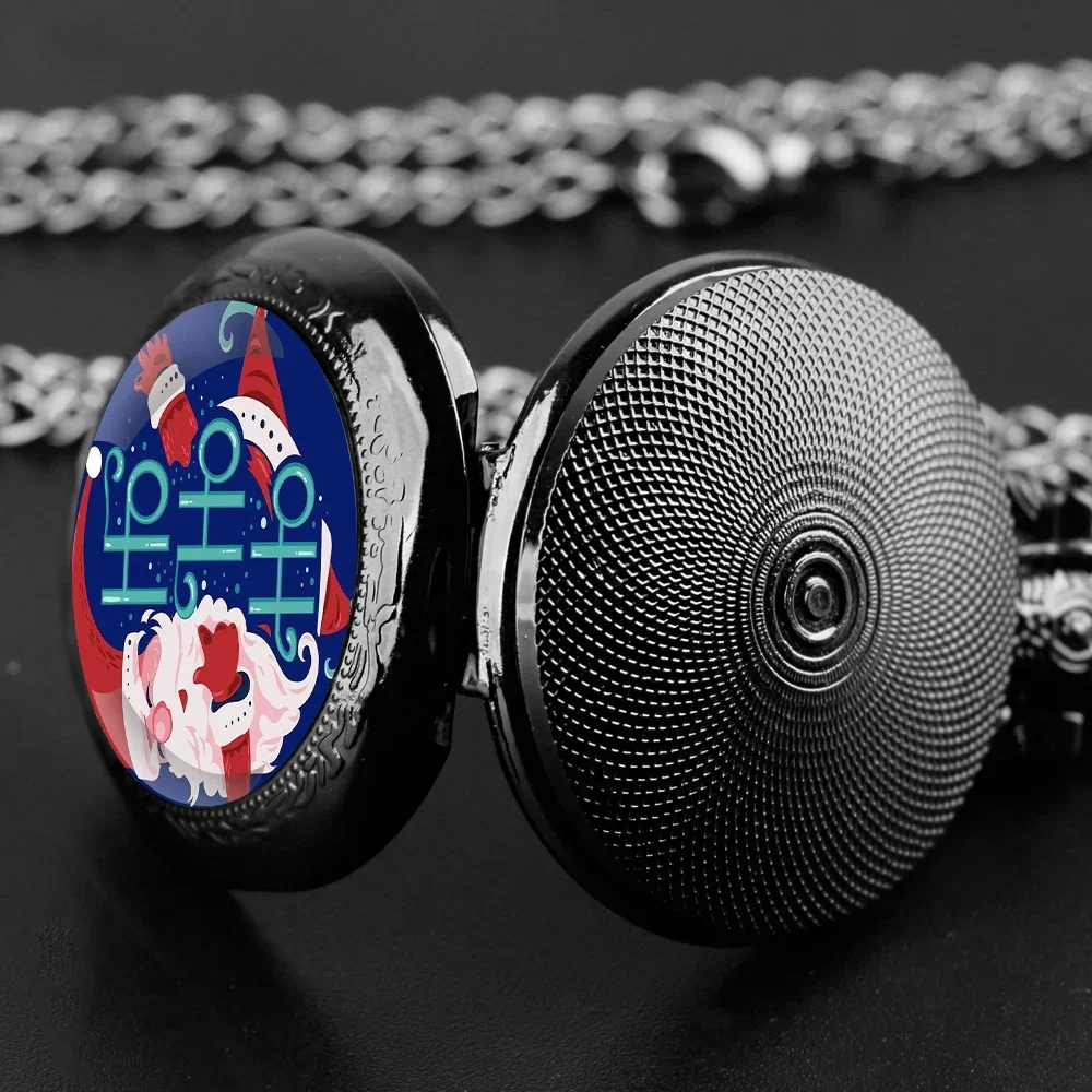 ساعة جيب كوارتز مصنوعة يدويًا على شكل قبة زجاجية - سلسلة متينة، قرص أرقام عربية، هدية عيد الميلاد غير عادية للرجال والأطفال #4