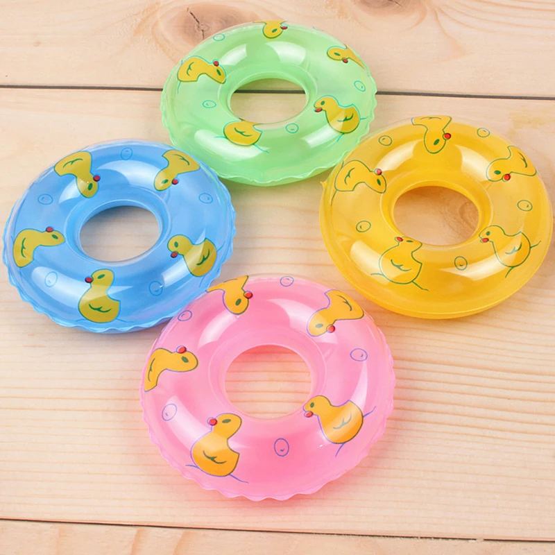 Kids Floating Bath Toys Mini Swimming Rings Rubber Yellow Ducks Fishing Net Washing Swimming Toddler Toys Water Fun