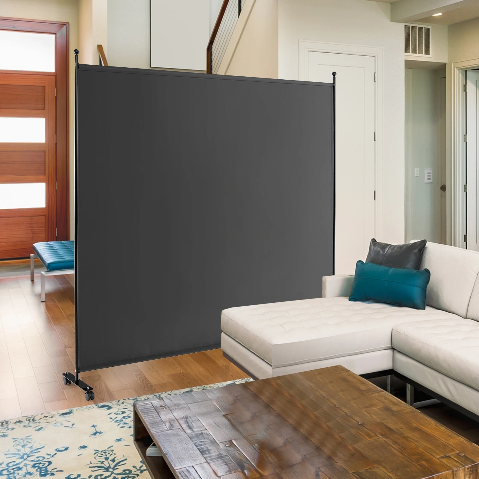 

Раздвижная перегородка для комнаты (6 футов, одна панель) с плавными колесиками - темно-серая
