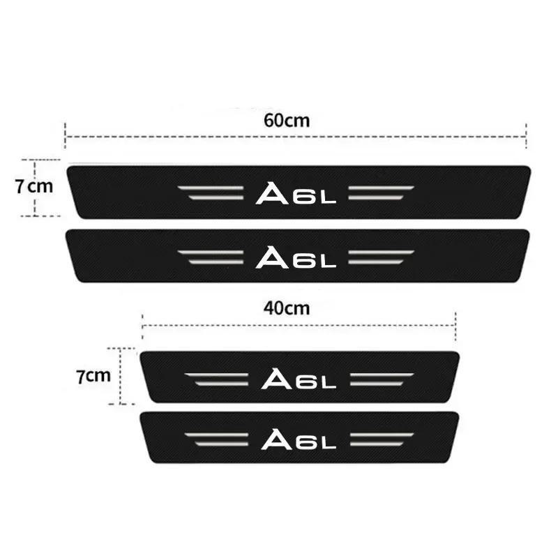 Luminous Car Door Threshold Sill Scuff Plate Decals Protect Stickers for Audi A6L Trunk Pedal Strip Carbon Fiber Waterproof Film
