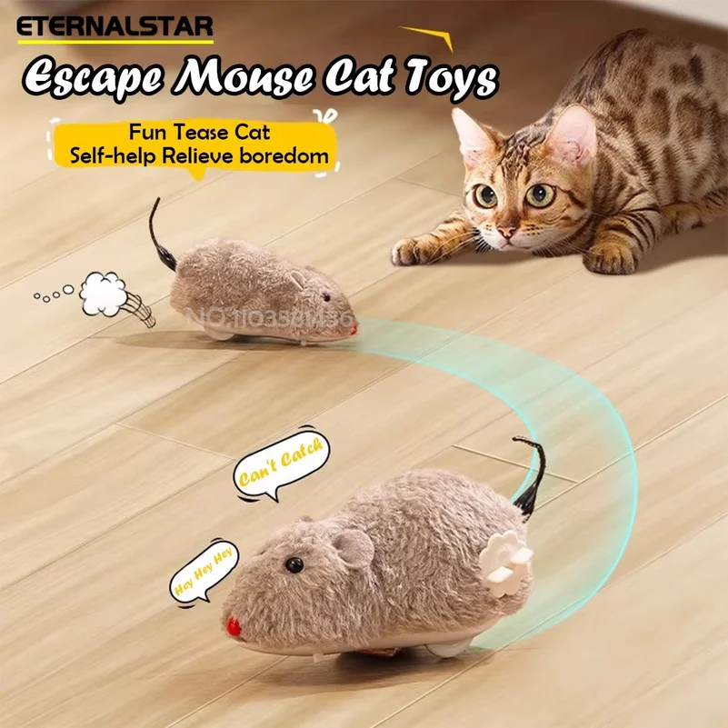 1pc Cat Toys Clockwork Simulation Mouse No Batteries Durable Indoor Cat Hi-Lo Relieve Boredom Interactive Plush Toys Pet Toys