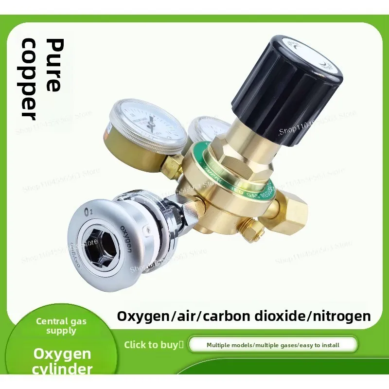 Oxygen cylinder double gauge pressure reducing valve to German standard British standard end point transfer socket