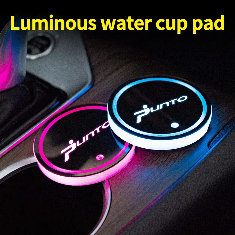 

Led Car Water Cup Mat Drink Holder for Fiat Punto Emblem Auto Interior Decorative Atmosphere Lights