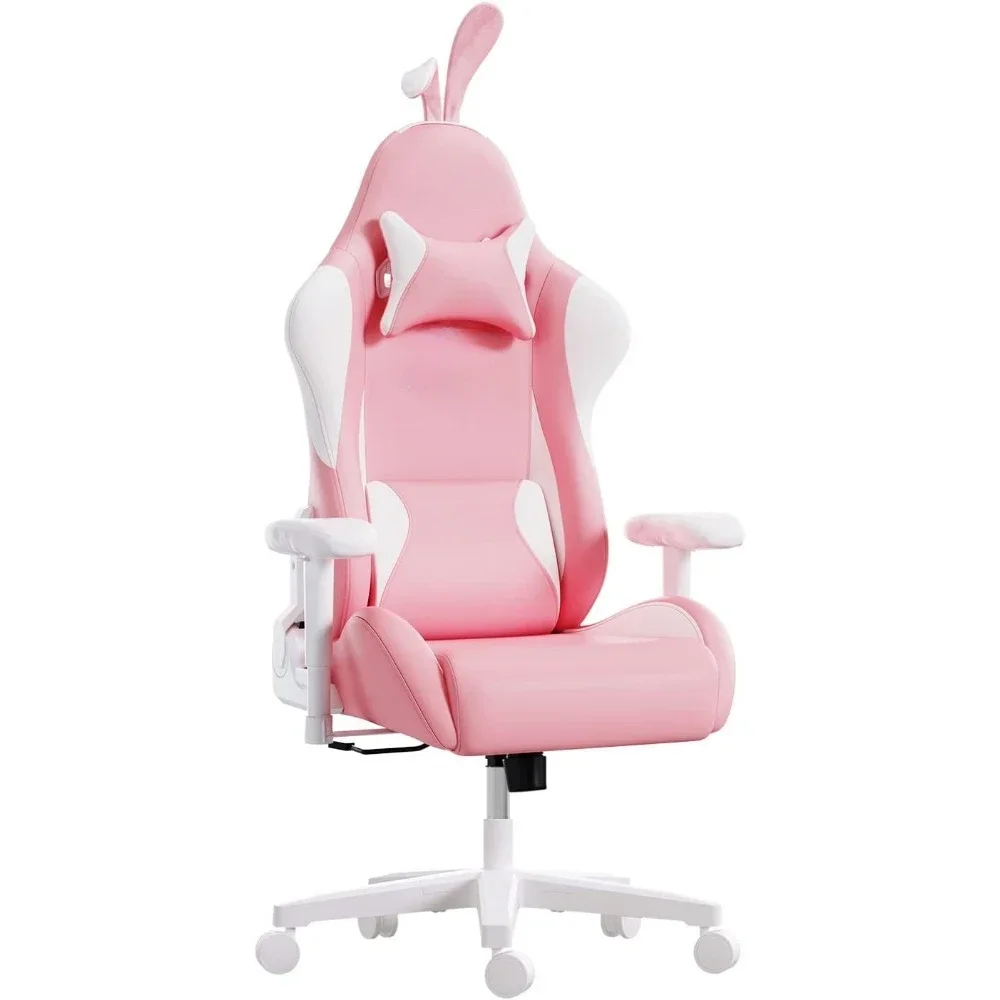 

Pink Bunny Gaming Chair Kawaii Gamer Chair for Girl Ergonomic Computer Gaming Chair with Lumbar Support PU Leather High Back