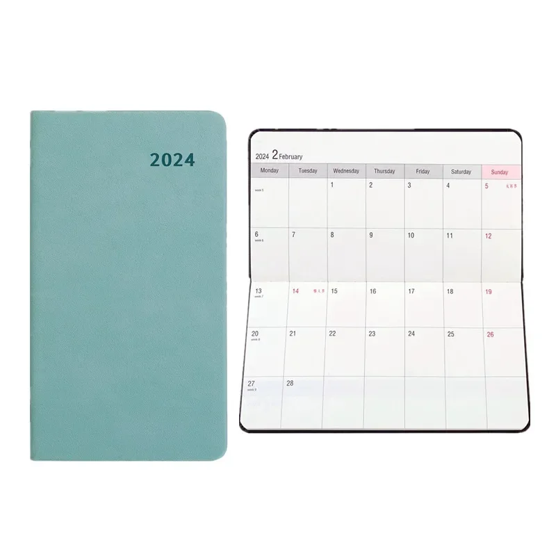 A6 PU Notebooks Agenda Planner English Monthly Planner Supplies Notepad Cute School Schedule Writing Pads Stationery Supplies