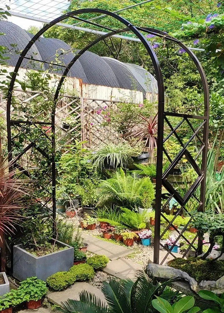 Heavy Duty Steel Garden Arbor & Trellis Arch for Grape Vines Climbing Plants Pergola Outdoor Theme Decoration Archway 180cm 260c