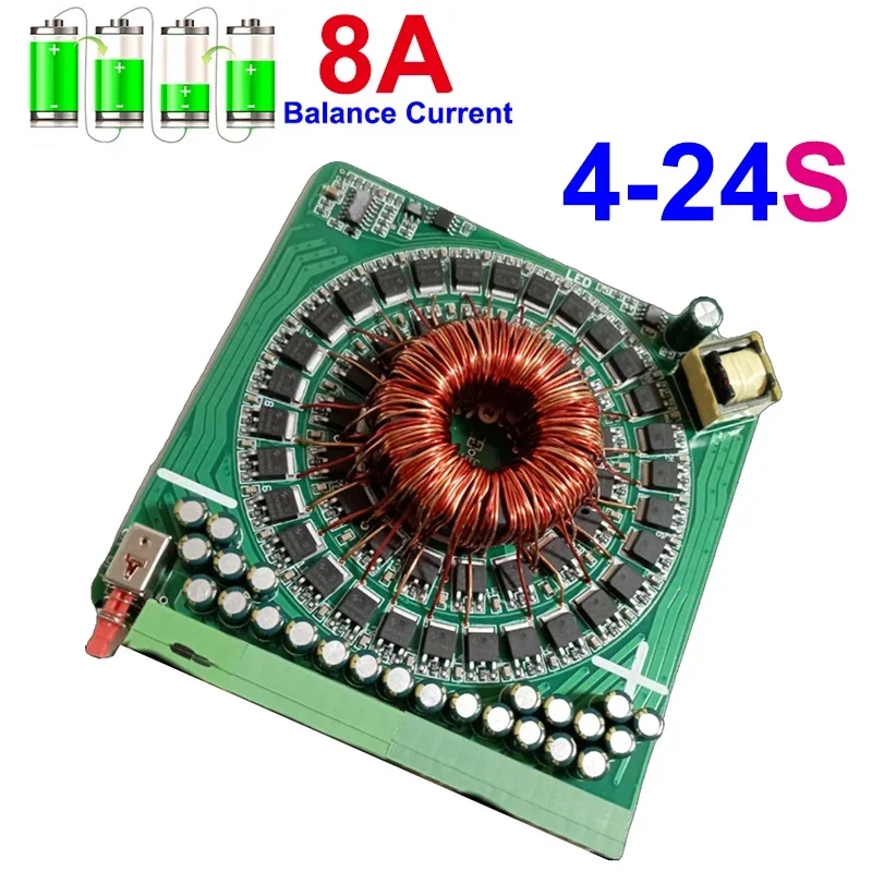 8A 0.005V Active Balance Li-ion LiFePo4 Equalizer Balancer 4-24S BMS Battery Pack Storage Energy Transfer Balance Board