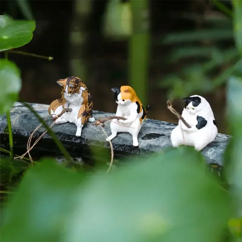 

Creative aquarium 8 little fishing cats aquarium accessories landscaping ornaments small fish tank accessories decorations