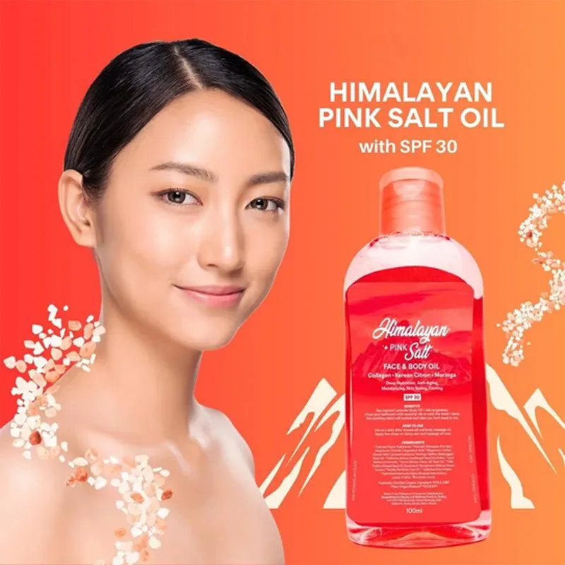 100ml/Bottle Pink Salt Oil SPF 30 Collagen Moisturize Soothes Clean Pores Reduce Marks Acne And Sagging Skin For Facial Body