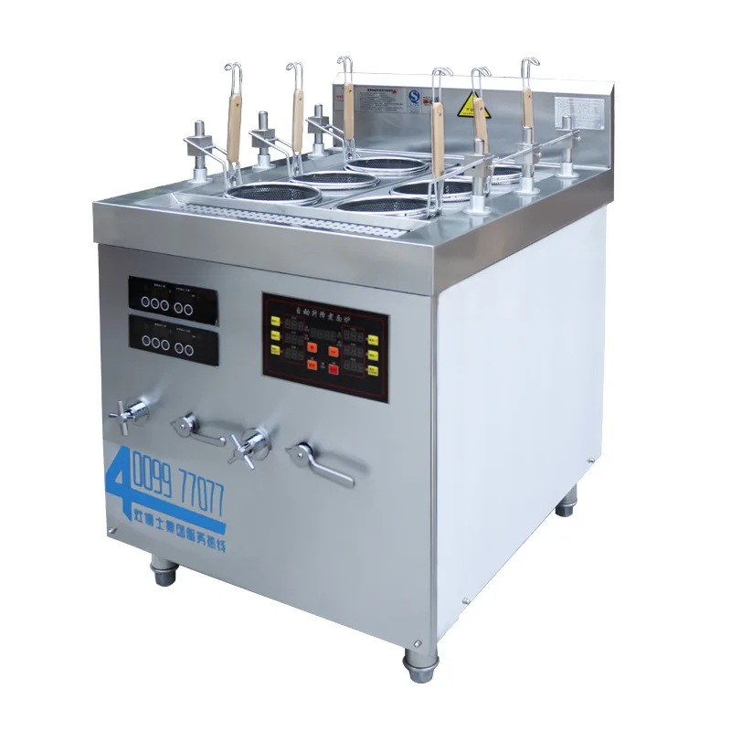 Six Heads Of Automatic Lifting Cooking Stove Hot Vegetables Hot Flour Cooking Balls Commercial Dumpling Cooking Machine