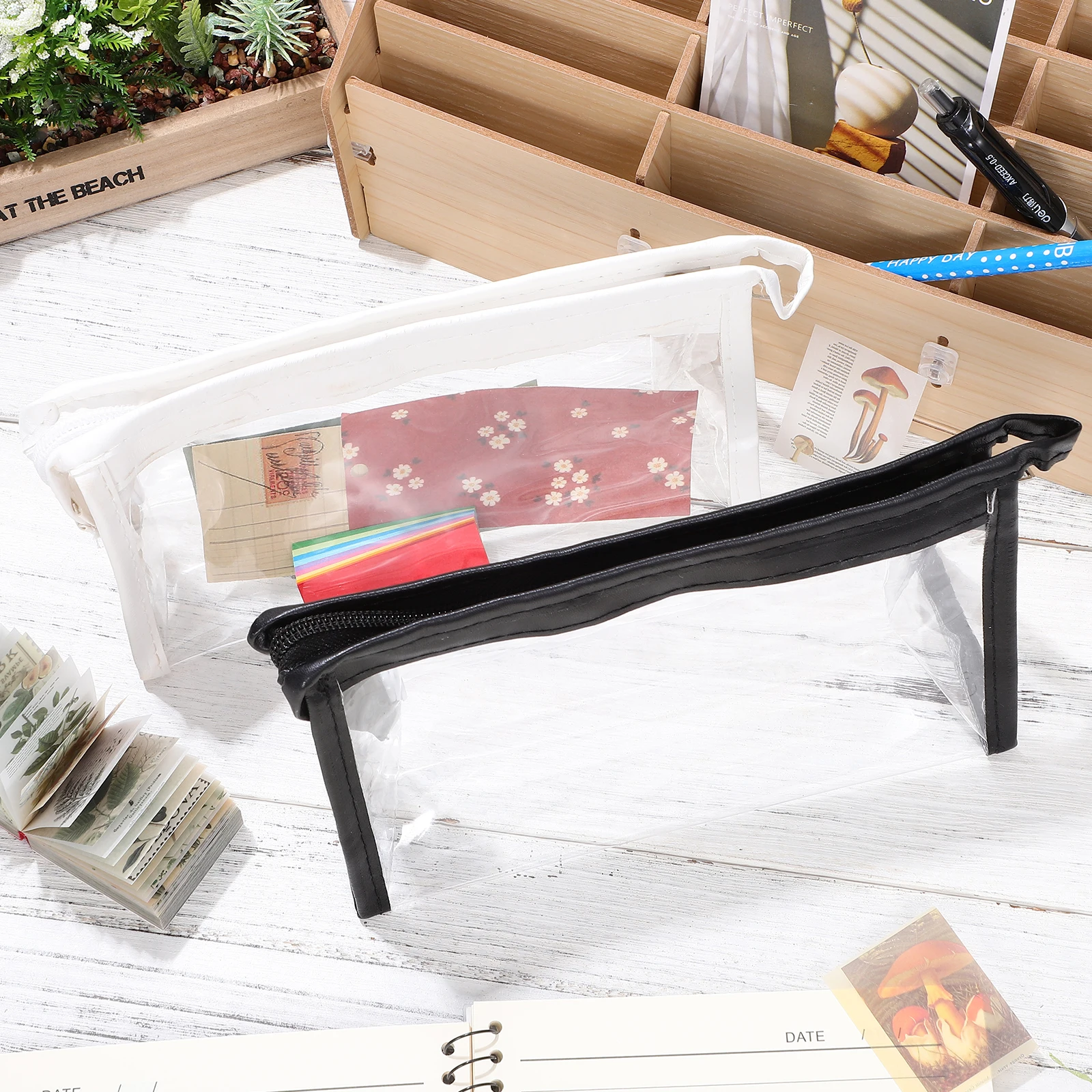 6 個クリア PVC トラベルストレージバッグ大容量メイクアップトイレタリーオーガナイザーバスルームアクセサリーウォッシュバッグ透明デザイン