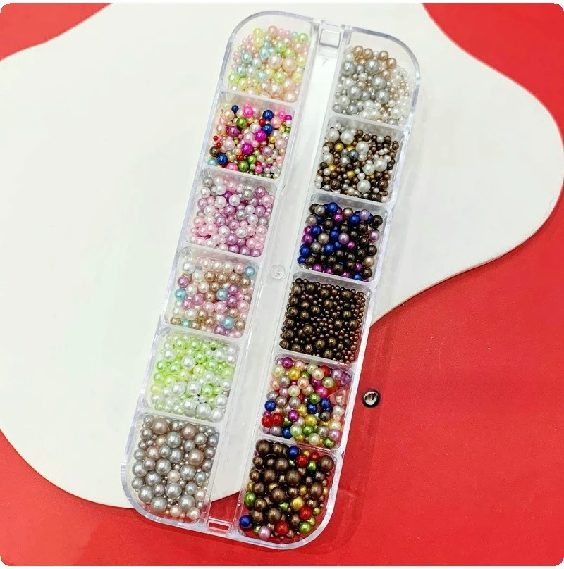 Mixed Size Pearl Nail Art Beads Colorful 3D Charms Micro Caviar Beads DIY Nail Decoration Jewelry Manicure Accessories