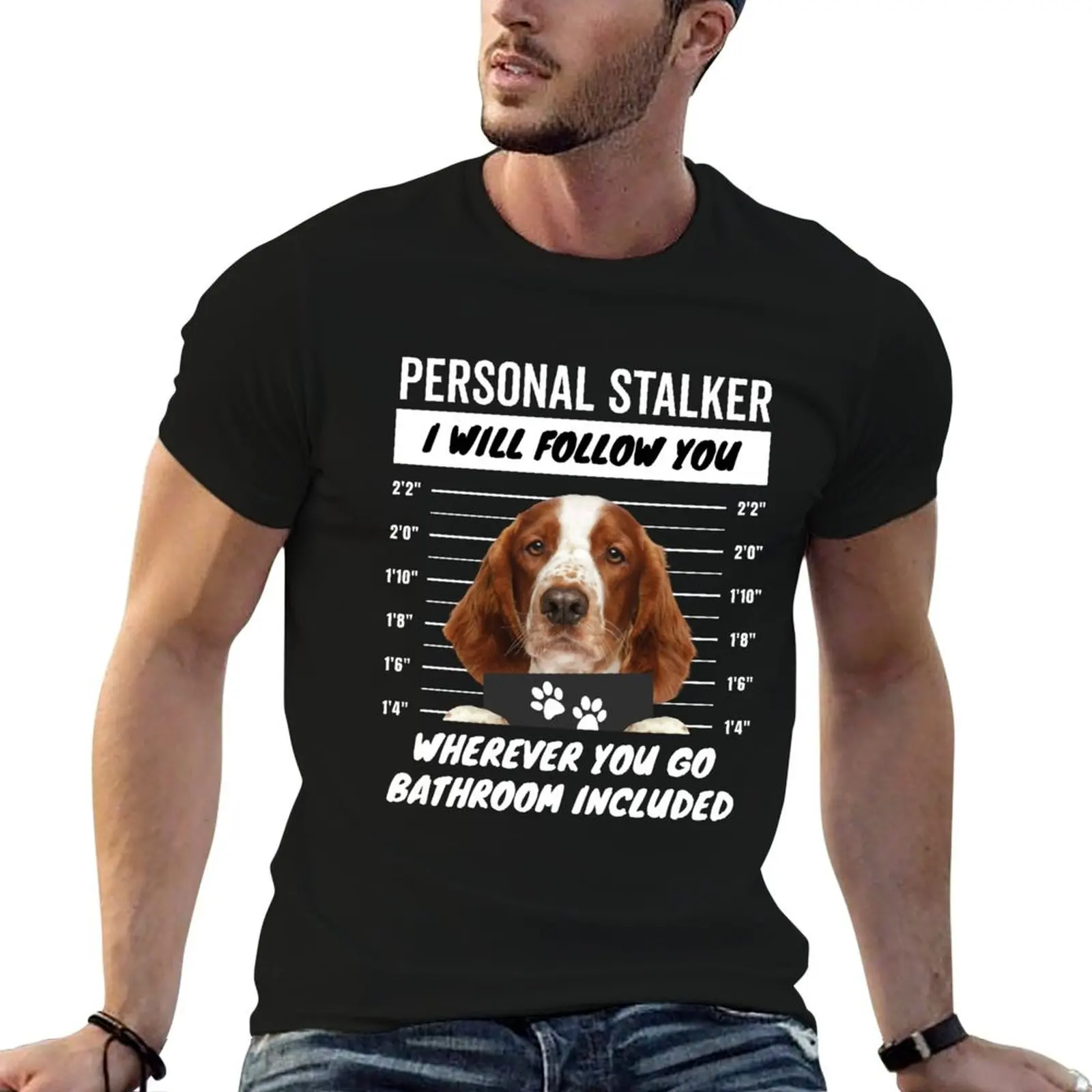 Personal Stalker Dog – Welsh Springer Spaniel T-Shirt Functional Casual Short Sleeve Tee