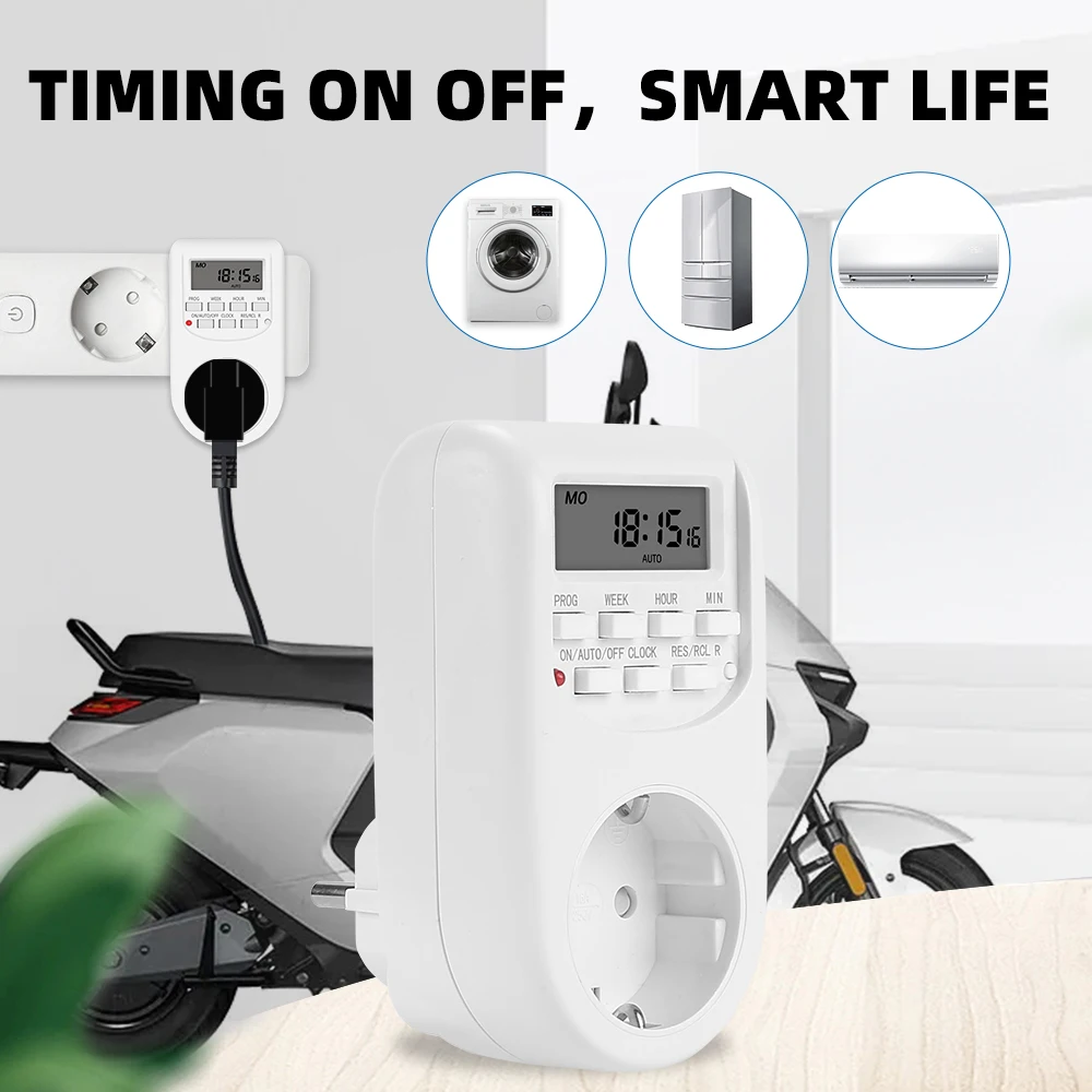 Digital Timer Switch Electronic 12/24 Hour Weekly Programmable Timing Socket EU UK US Plug Outlet Kitchen Appliance Time Control