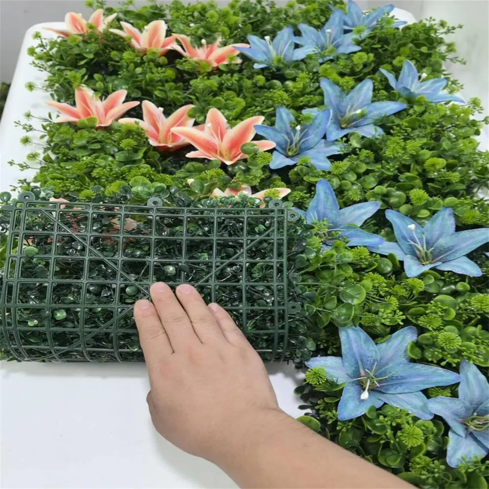 

25*100Cm /25*200Cm Artificial Lily Lawn Simulation Flowers Lawn Grass Green Greensward Home Decoration Plant Wall Panel