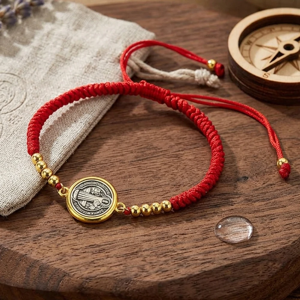 Creative Adjustable Braided Rope Bracelet Unisex Handmade Knot Red Black Cross Amulet Luck Wrap Braslet Festival Couple Jewelry