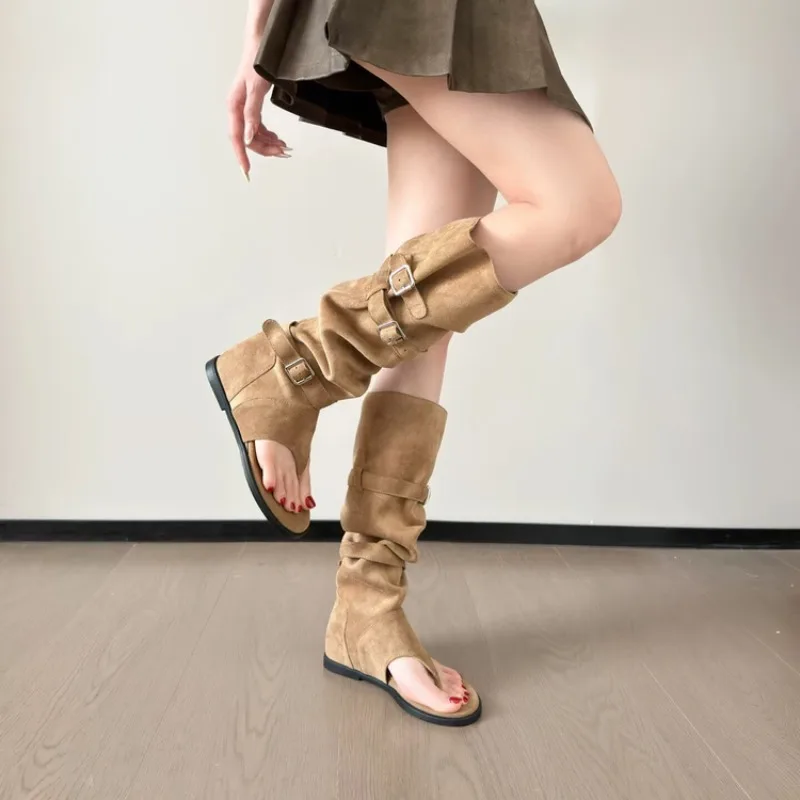 Summer New Western Cowboy Long Boots Foldable Sandals Women's Flip Flop Clogs Rubber Bottom Ladies Footwear from Mainland China view 5