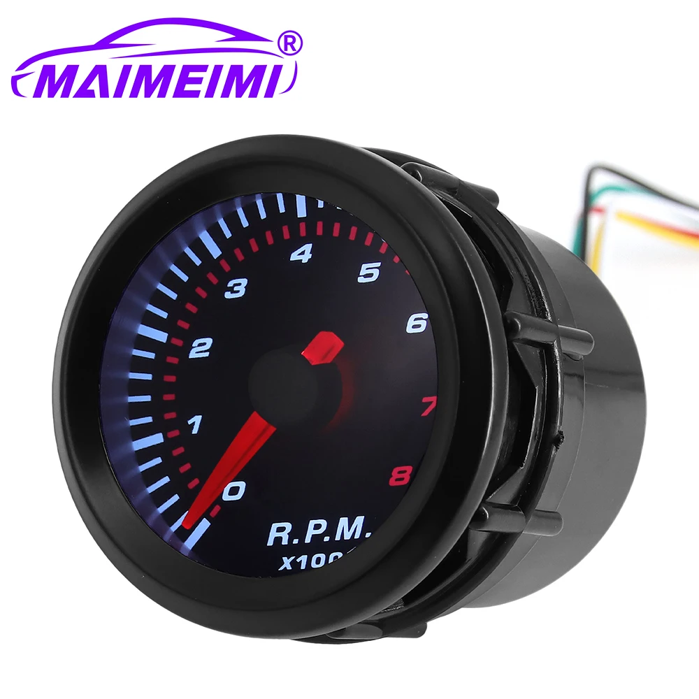12V Weiße LED Auto Tachometer 0-8000 RPM Meter Rauch Objektiv Auto Gauge Für 1-8 Zylinder Digitale zeiger Gauge