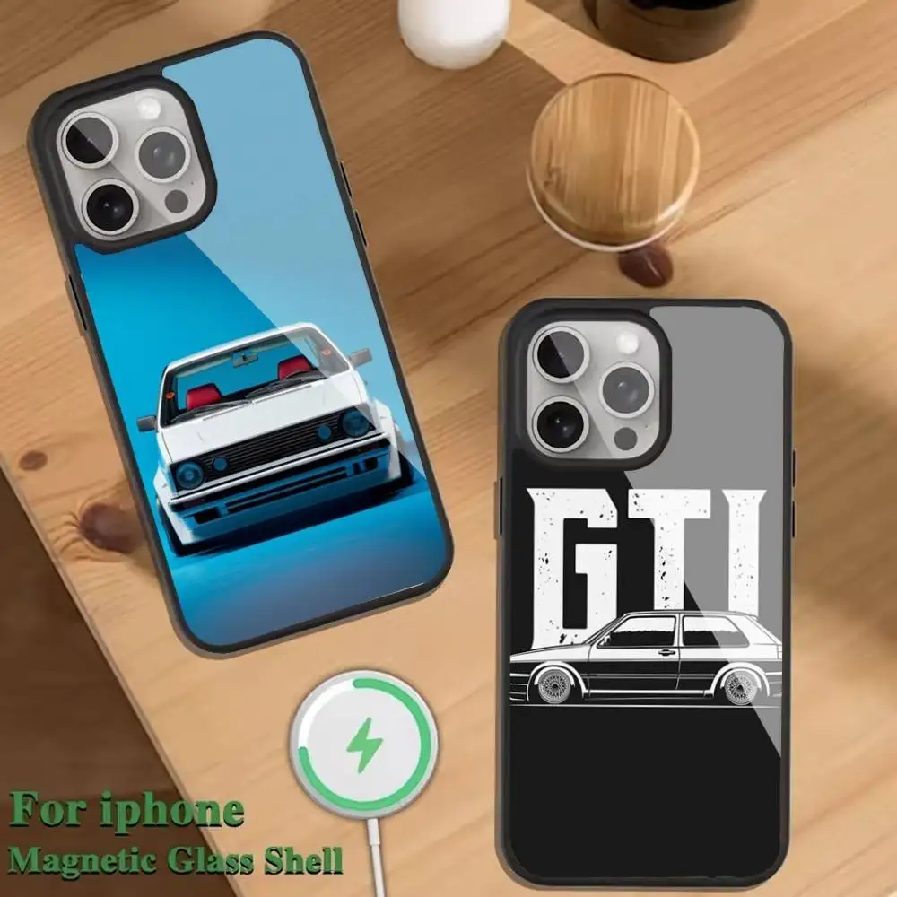 

G-Golf MK1 Car ES Cool Phone Case For Magnetic Wireless Charge Cover For iphone 16 15 14 13 12 11 Pro Max Plus Coque