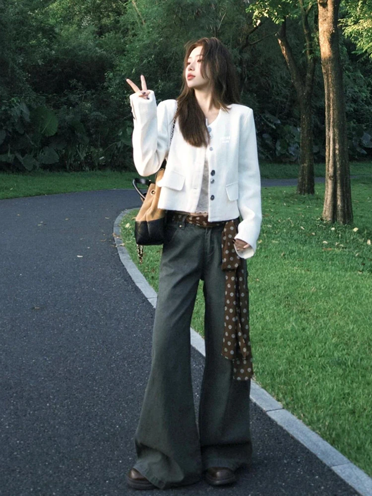 

Женская укороченная повседневная куртка Fuyan: модная, универсальная, в простом стиле, весна-осень, новинка, ретро, в стиле «Маленький аромат»