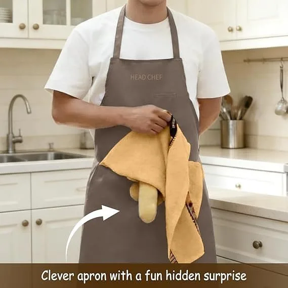 Funny Prank Apron with Surprise Pocket for Chef Cooking Kitchen Humor Novelty Gag Gift Idea for Men Women Friends Party