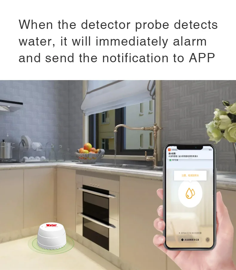 Wifi Water Detector Leakage Sensor Alarm Leak Detector 40DB Sound Work with Tuya smart APP Flood Alert Overflow Security