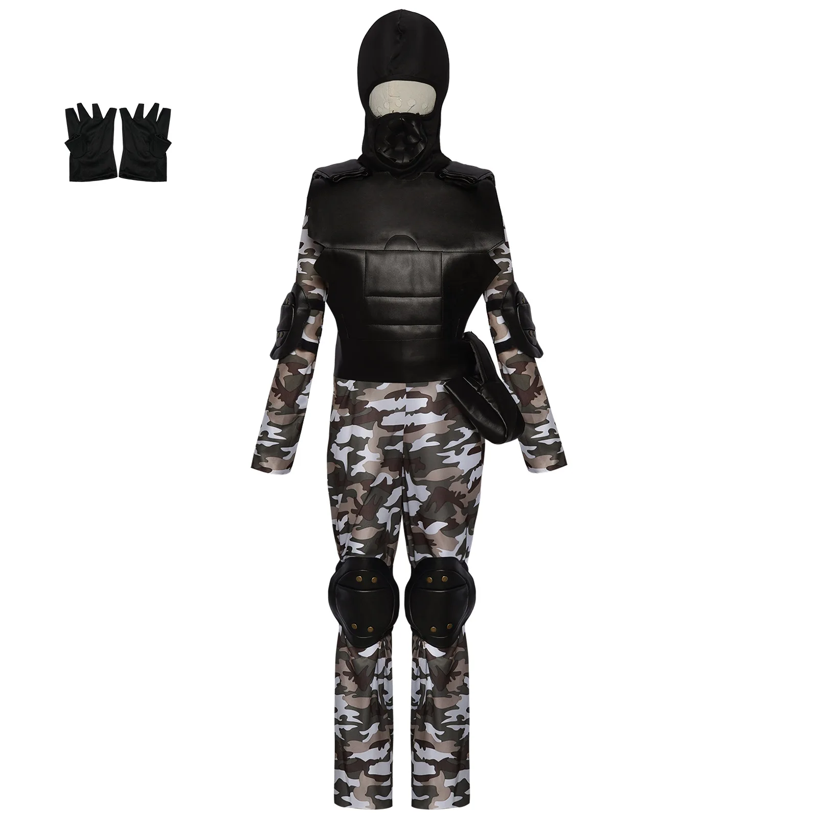 Meninos Camouflage Cosplay Outfit, Counter Strike Role Play, Top Pants, Roupas de Desempenho Halloween, Roupas de Forças Especiais, Homens