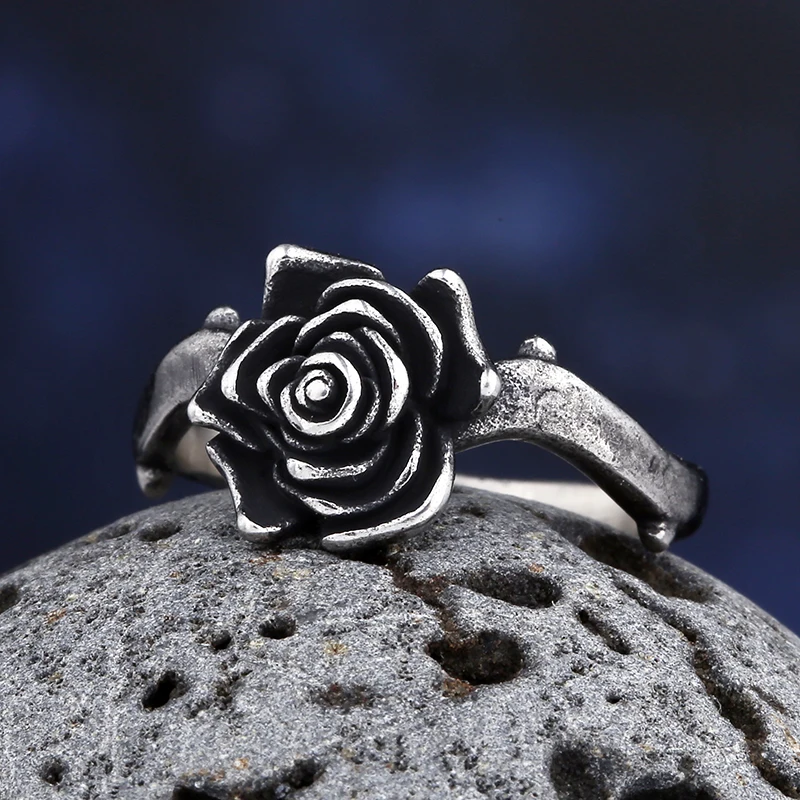 Vintage Charm 2023 New 316L Stainless Steel Flowers Ring For Man Women Retro Colour Couple Gift Engagement Jewelry