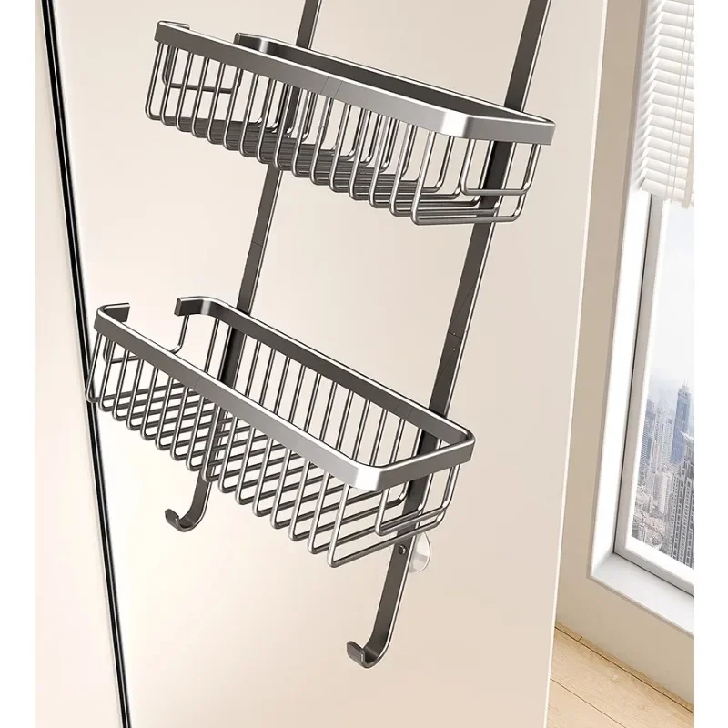 Hot Sale Nordic Non Free Bathroom Rack Hollow Out Drain Shower Room Hanging Basket Ventilated Breathable Glass Room Hanging Rack